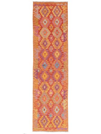 Kelim Afghan Old Stil Teppich Handgewebt 82X294 Läufer Rot/Orange Afghanistan