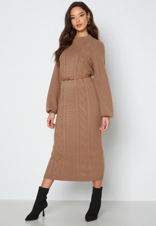 BUBBLEROOM Aisha knitted dress Light brown Klær