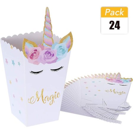 24 st Unicorn Snack Candy Box Godisaskar Festtillbehör