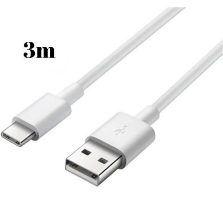 USB-C-kabel för Huawei Y8P - P SMART 2021 - P SMART S - P SMART Z - USB-C laddkabel Vit 3 Meter Phonillico
