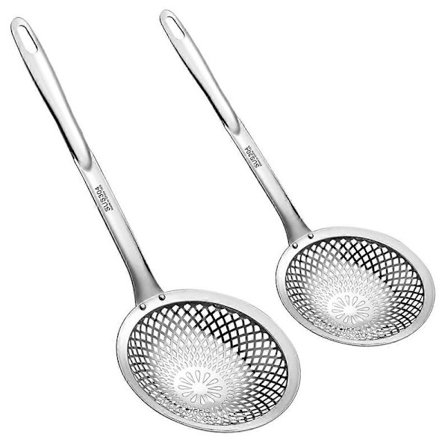 Skimslev, 304 rustfrit stål si, metal madlavningssi frituregryde ske, Dia 4.3 &