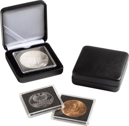 Leuchtturm Møntetui NOBILE til 1 QUADRUM-møntkapsler - Sort