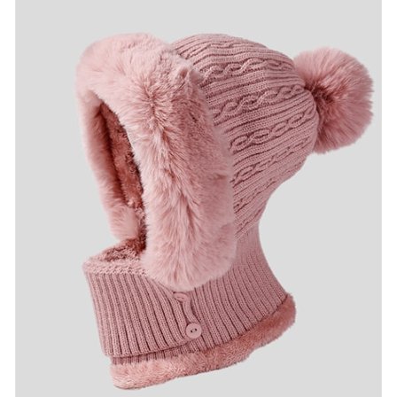 Vinter Varm Strikket Hue og Halsvarmer Sæt, Fleksibel Strikket Hue, Dame Strikket Balaclava kompatibel med Udendørs Sport One Size