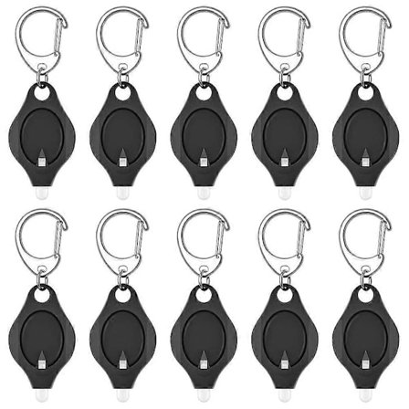 10-pack Mini Nyckelring Ficklampa Ultra Ljus LED Nyckelringslampa, LED Nyckelring Svart