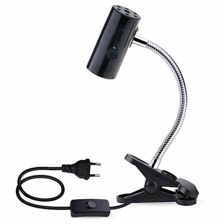 E27-uttag med klämma och 1,8 m kabel för reptillampa, max. 150W, flexibel svart E27 terrariumsockel för sköldpadda, klämma värmelampa (utan glödlampa)