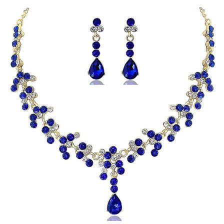 Crystal Bridal smycken Set, strass halsband dingla örhängen smycken set