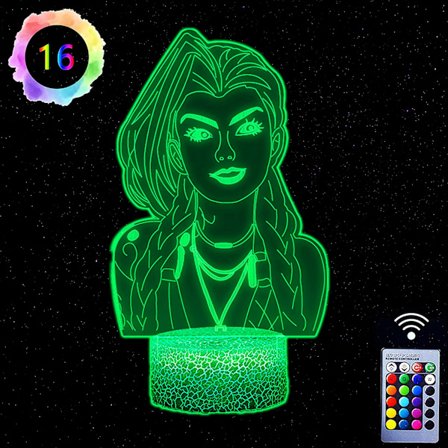 3D Farveful Visuel Bord Anime Lampe Mode Legetøj Jinx Arcane Model LED Natlys