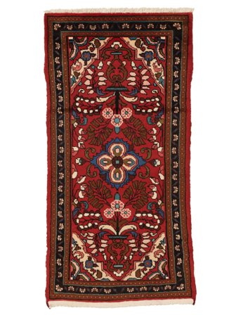 Handgeknoopt Lillian Vloerkleed 68X142 Perzisch Wol Zwart/Donkerrood Klein