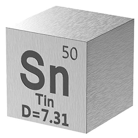 Tin Elements Sn Density Cube - Elements Collection Periodiske System - Lab Eksperiment Materiale DIY Display, 25.4mm / 1 Tomme