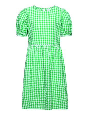 Dress Seersucker Check Mini Me Dresses & Skirts Dresses Casual Dresses Short-sleeved Casual Dresses Vihreä Lindex