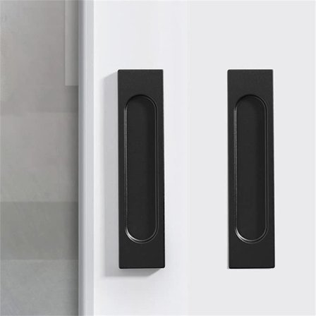 2 stk. selvklebende skyvedørhåndtak, punch-fri firkantet alu