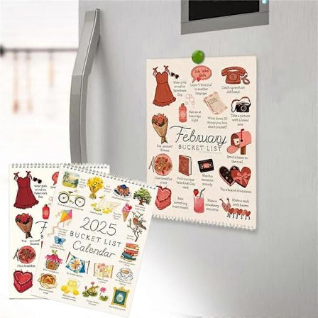 2025 Bucket List Kalender, 12 Måneder Planlegger Med Oppgavelister, Hjemmekontor Dekor Kalendergave