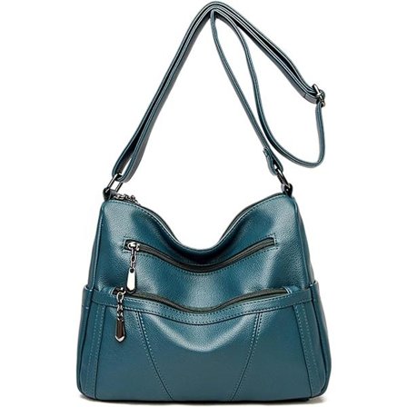 Crossbody taske til kvinder i blødt læder, skuldertaske med flere lommer, dame crossbody pung med justerbar skulderrem