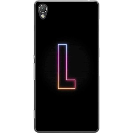 Kompatibel Mobilcover til Sony Sony Xperia Z3 Minimalistisk neonbogstav L i blødt farveskiftende lys mod sort baggrund med ren grafisk æstetik