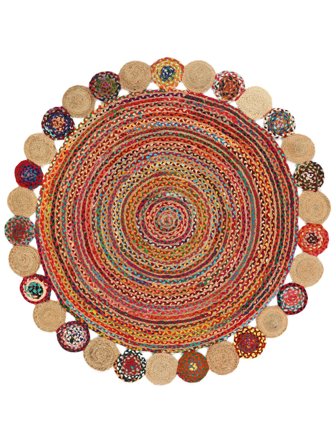 Solana Dot Jute Beige/Monivärinen Pyöreä Pieni Matto