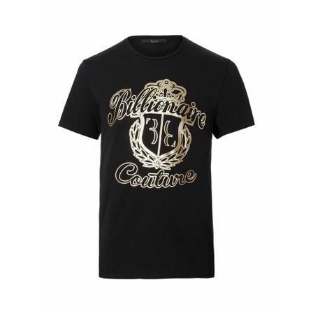Billionaire, T-shirt With Logo Print Zwart, Heren, Maat:S