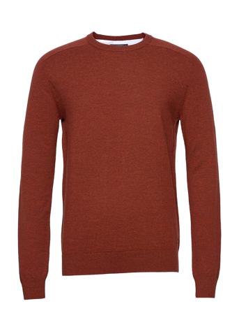 Merino Crew Knit Neulepaita Pyöreä Kaula-aukko Ruskea Sebago