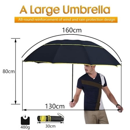3 Taittuva Double Large Umbrella Wind Resistance Golf Sateenvarjo