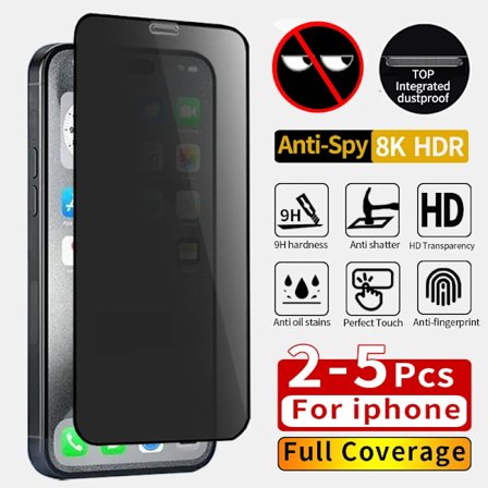 2-5 st Fullständigt Täckande Sekretess Skärmskydd För iPhone 16 11 12 13 14 Pro Max Mini Anti-spion Glas För iPhone 15 Pro Xr X Xs Max