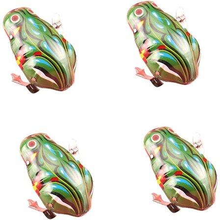 4 stk. Metall Klokkeverk Spring Frog Toy Morsom Hoppende Frosk Toy Klassisk