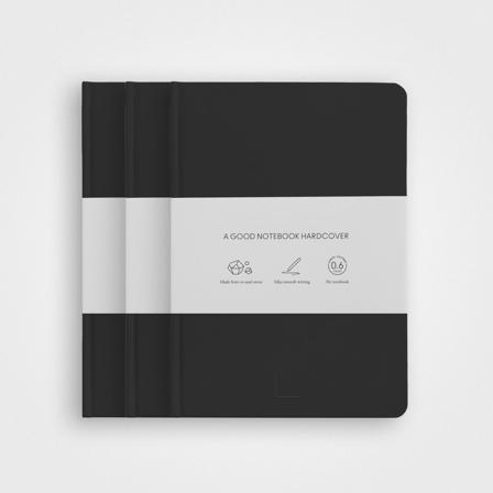 3er-Pack Notizbuch-Set aus Steinpapier – A5-Hardcover, Anthrazitschwarz, Lined
