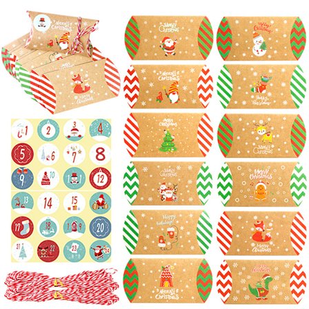 24 stk små gaveesker i papp - Julegodteriboks, liten gave