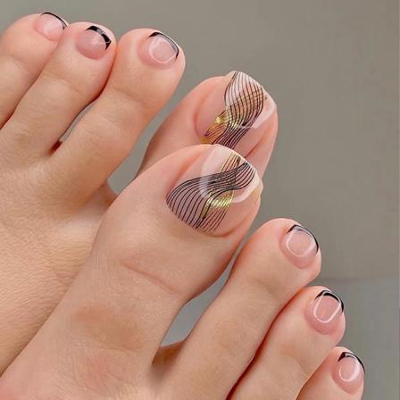 Manikyr Svartkantade Guldtånaglar Nail Patch 24st