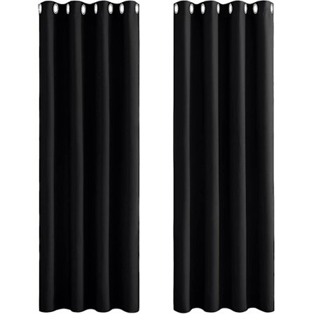 Sorte gardiner med øjer Gardiner Uigennemsigtige gardiner Sorte uigennemsigtige termiske gardiner Mørklægningsgardiner 107*160