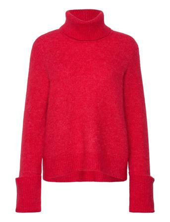 Slfsia Ras Ls Knit Rollneck Tops Knitwear Turtleneck Red Selected Femme