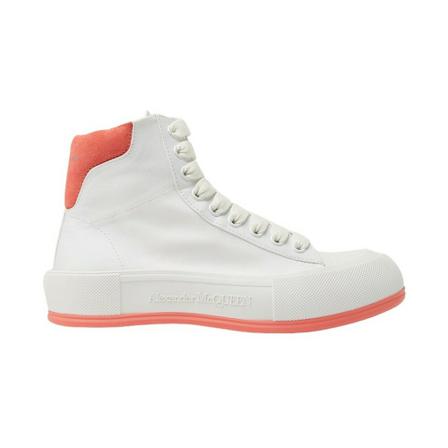 Alexander McQueen, Deck Plimsoll High-Top Sneakers Wit, Dames, Maat:38 EU,Katoen,print