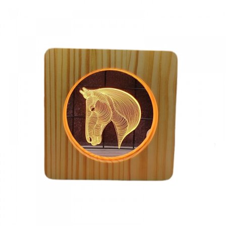 Häst LED nattlampa i massivt trä, låg energiförbrukning, knappbrytare, mjukt varmt ljus, kreativ present till vänner, sovrumsdekoration