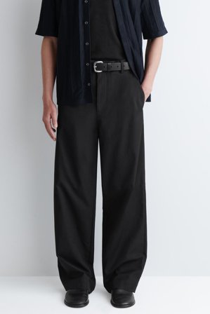 COS Men's Pantaloni Chino In Cotone A Gamba Larga in Nero