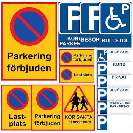 Parkeringsskilt / Advarselsskilt Parkering / Trafikskilt