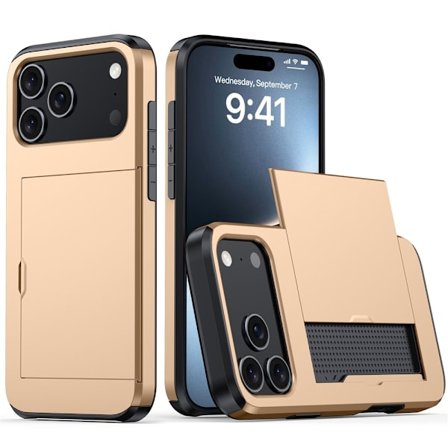 SKALO iPhone 17 Pro Armor Kortholder Cover - Guld