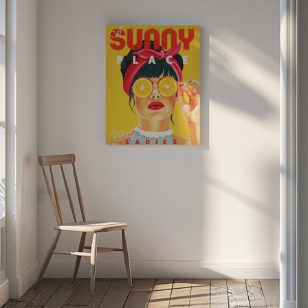 A Sunny Place For Shady Ladies Orange Pinup Art Canvastavla 30x40 cm