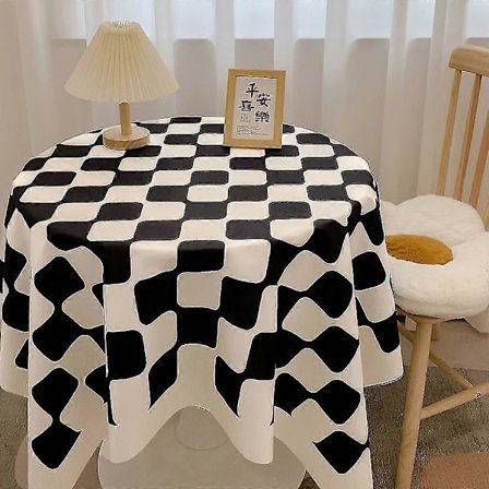Rund Duk Flekkbestandig Hvit Duk Innendørs Spisestue Vanntett Bord Hvit 60*90cm