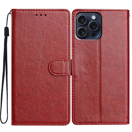 Læderetui med pung og stativ til iPhone 14 Pro med praktisk rem