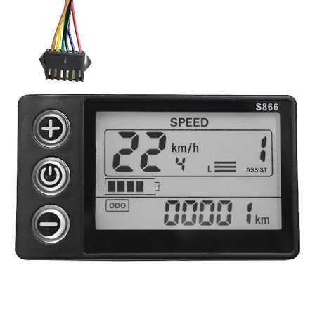 24v 36v 48v 60v S866 Kontroller Panel Dashboard Elektrisk Sykkel LCD-skjerm For Elektrisk E-sykkel Scooter (sm Plugg 6pin)