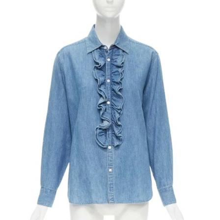 Celine Vintage Pre-owned Cotton tops , Blauw , Dames , Maat: S