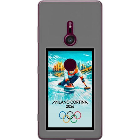 Yhteensopiva Puhelinkuori Sony Xperia XZ3 Jääkiekkoilukuva, jossa pelaajat liikkuvat jäällä, Milano Cortina 2026, Milanin maamerkit ja olympialaisten