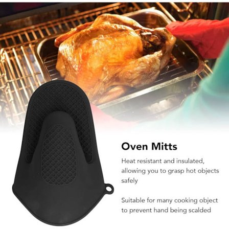 Set Silikongrytlappar Värmebeständiga Mini Grytvantar Förtjockade Anti-skållnings Köksvantar (Svart)