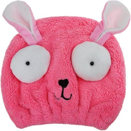 Tørrende Hårkur Hat Sød Tegneserie Kanin Hårtørrer Håndklæde Til Børn Piger Bade Spa Svømning Turban Hat Rosa 1 stk)