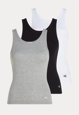 Calvin Klein - Scoop Neck Cotton Tank 3pk - 6H3 BLACK/WHITE/GREY HEATHER - Kläder - - Bubbleroom