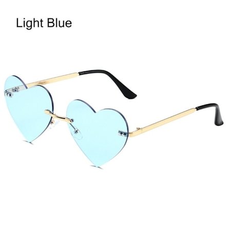 Rammeløse hjerte solbriller Pink Hippie solbriller LYSEBLÅ Lyseblå