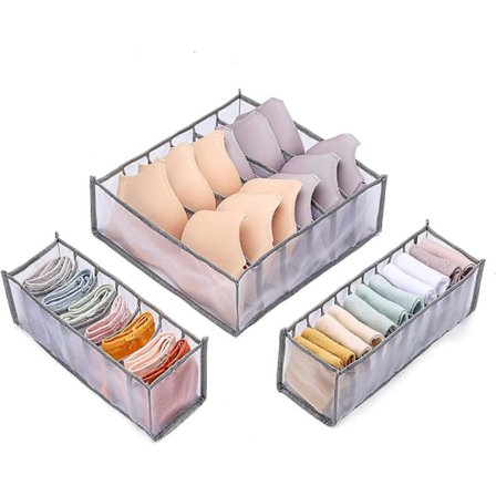 Undertøjsorganisator, skuffeinddeling til undertøj/sokker/bh'er/slips, foldbare opbevaringskasser, organisatorer til tøjopbevaring med 3 stk. af 6/7/