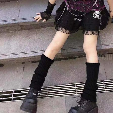 50 cm;sorte-japanske benvarmere JK koreansk uniform Lolita lange damesokker fodbetræk 50-70 cm over knæet