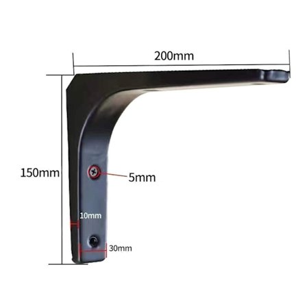 Retvinkelbeslag Skrivebordshylde SORT 20CM