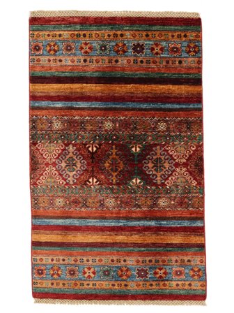 84X134 Alfombra Shabargan Moderna Rojo Oscuro/Negro (Lana, Afganistán) Carpetvista