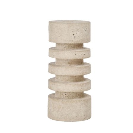 Lysestage i harpiks, beige, 9,1x9,1x21,2 cm