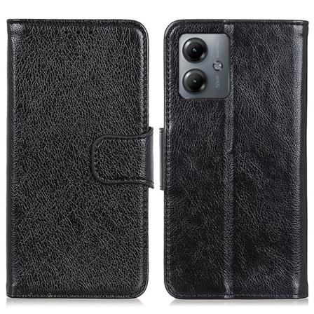 Nappa Texture Split Wallet Stativbetræk til Motorola Moto G14 - Black